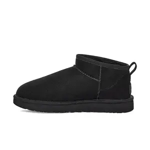 UGG Wmns Classic Ultra Mini Boot 'Black' - Cozy Shearling Lined Winter Boots for Women, Comfy Slip-On Round Toe Shoes for Fall & Winter