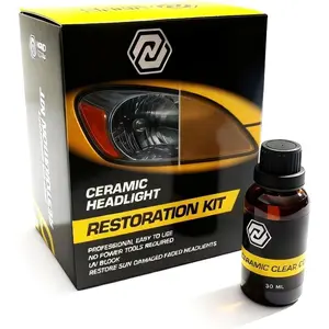 Ceramic Headlight Restoration Kit - No Power Tools Needed, Self-Leveling Headlight Clear Coat, 3 Easy Steps, Removes Oxidation from Foggy Plastic Lenses, 30ml Bottle