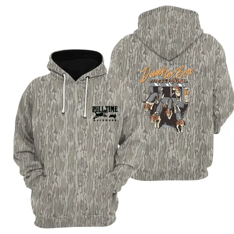 Dump The Box, Rabbit Hunting Camo 3D Hoodie, Sweater , Men's Hunting Camo Hoodie, Sweater , Mossy Oak Bottomland , Vintage 3D , Gift Idea, Gift for Dad or Husband,Perfect For Outdoor Enthusiasts