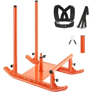 VEVOR Football Sleds and Chutes, Weight Sled, Football Training Pull Push Running Sled, Fitness Workout Sled Push Gym Equipment, Adjustable Height Handle, Compatible 1/2 in Weight Plates