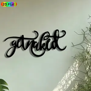 1pc "Get Naked" Calligraphy Metal Wall Art, Playful Script Statue Mural, Artistic Metalwork, Intricate Craftsmanship, Perfect for Bachelorette Party, Housewarming Decor, Perfect for Bedroom Bar Studio Decor, Ideal Gift for Bold Decor Enthusiasts.