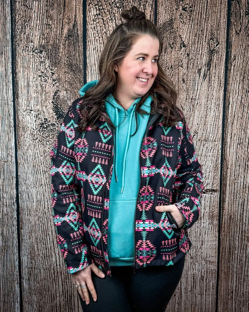 Women's Small Town Girl Soft Shell Coat, Sterling Kreek Tops with Spandex Fabric and Pockets