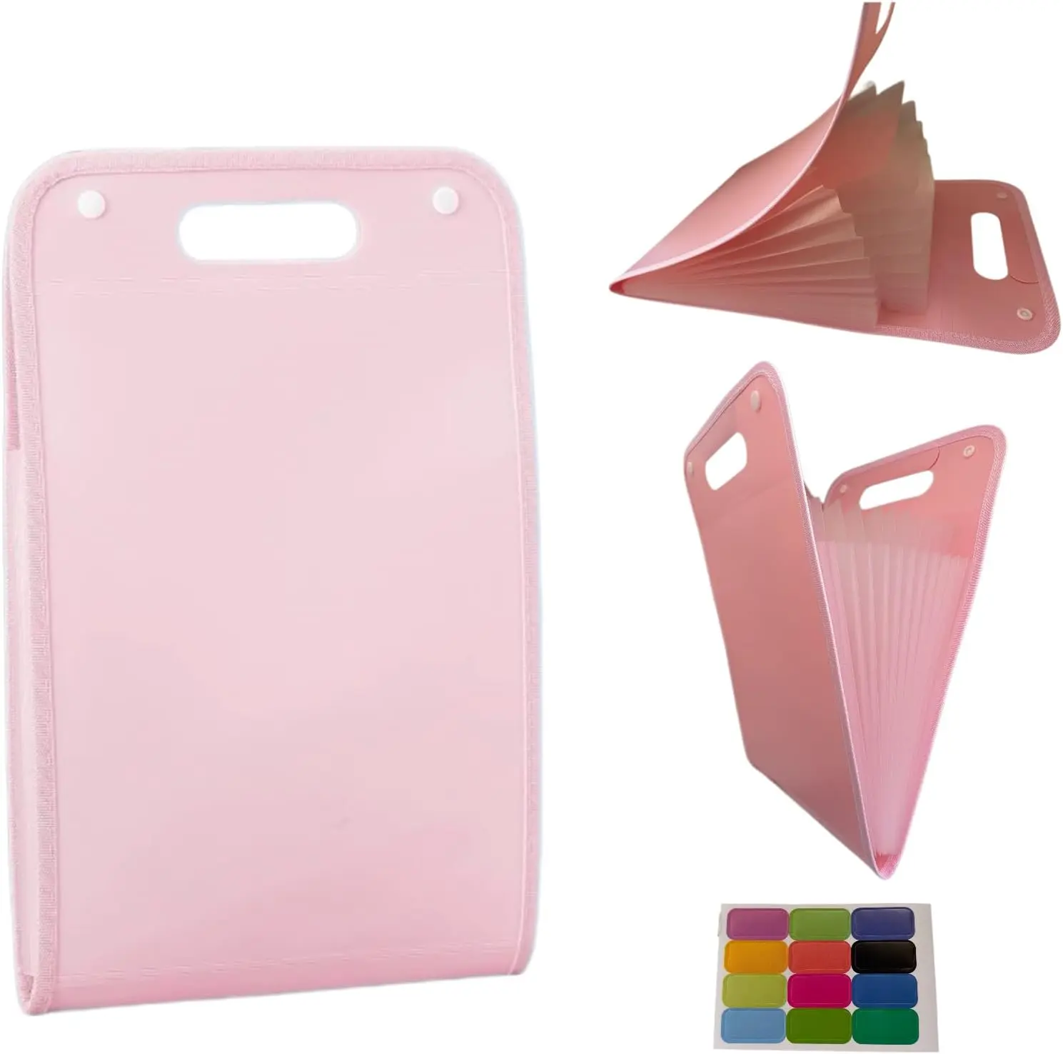Macaron A4 Expanding File Folder with Handle, Waterproof 13 Pockets Document Organizer, Portable Paper Storage Bag for School Office Home