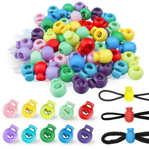 100PCS 10 Assorted Colors Spring-Loaded Plastic Round Bubble Cord Lock for Face Mask Earloop, Multifunctional Sliding Adjustment End Toggle Stopper Reusable Single Hole Comfortable Fit Buckle Fastener