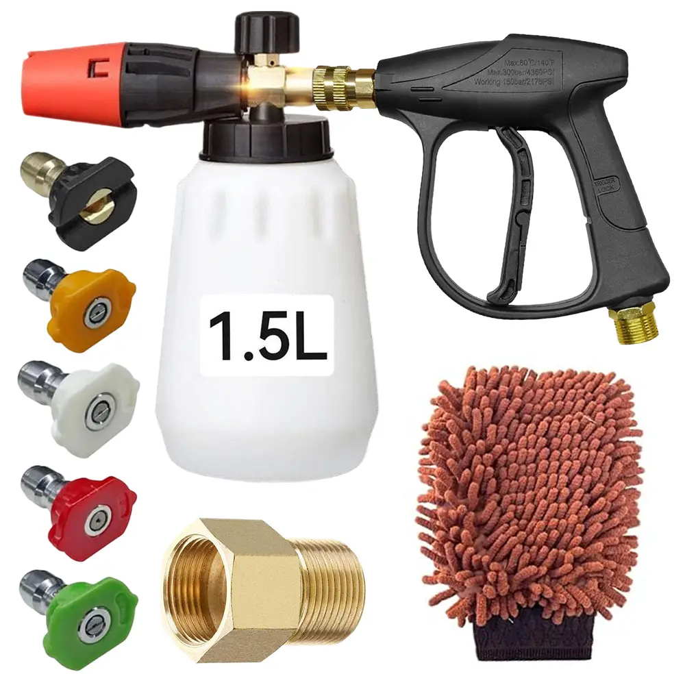 Black Foam Cannon Kit with Pressure Washer Short Gun, 1 L Snow Foam Lance with 1/4 Inch Quick Connector, Foam Blaster with Pressure Washer Gun,4000 PSI - Home Improvement.