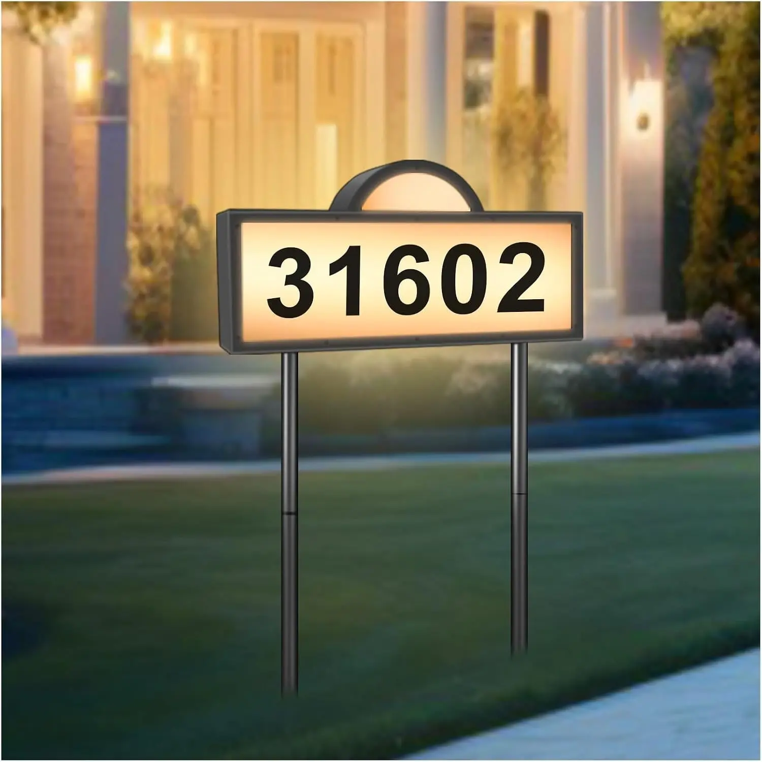 Large Address Numbers for House, Solar Powered, Wall Mounted & in Ground | 45 LEDs Address Plaque with Cool Light & Warm Light, Solar Address Sign for House Yard, IP65 Waterproof