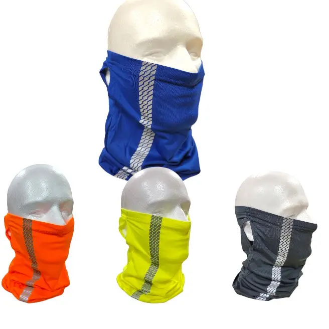 Unisex 2-Pack High-Visibility Polyester Neck Gaiter Masks - Adult Face Cover with Ear Hooks, Secure Fit, Reflective Strip, All Seasons One Size Work Safety Equipment for Home Improvement