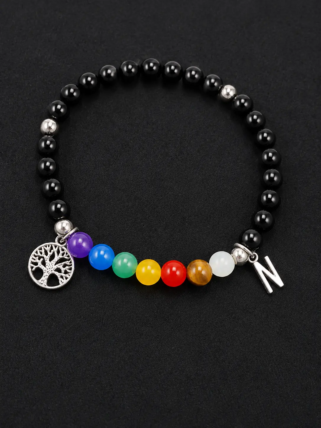 Chakra Balance Bracelet – Tree of Life Charm | Personalized Initial
