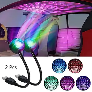 2 Pcs Car Roof led laser Light, Auto Ceiling lnterior Lights Portable Adjustable USB Atmosphere Light Cool Car Stuff for Men Led Lights for Car