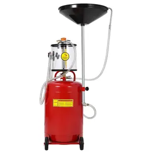 GARVEE 20 Gallon Waste Oil Drain Tank, Air Operated Portable Drainer With Adjustable Funnel and Measuring Cup, Fluid Fuel Transfer Drainage With Wheels, Oil Change Container for Automotive Workshops