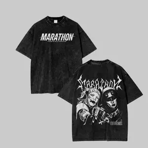 Marathon The Game Graphic T-Shirt Vintage Washed Oversized Tee Heavy Cotton Double Print Streetwear Unisex Mens Gamer Style 2026