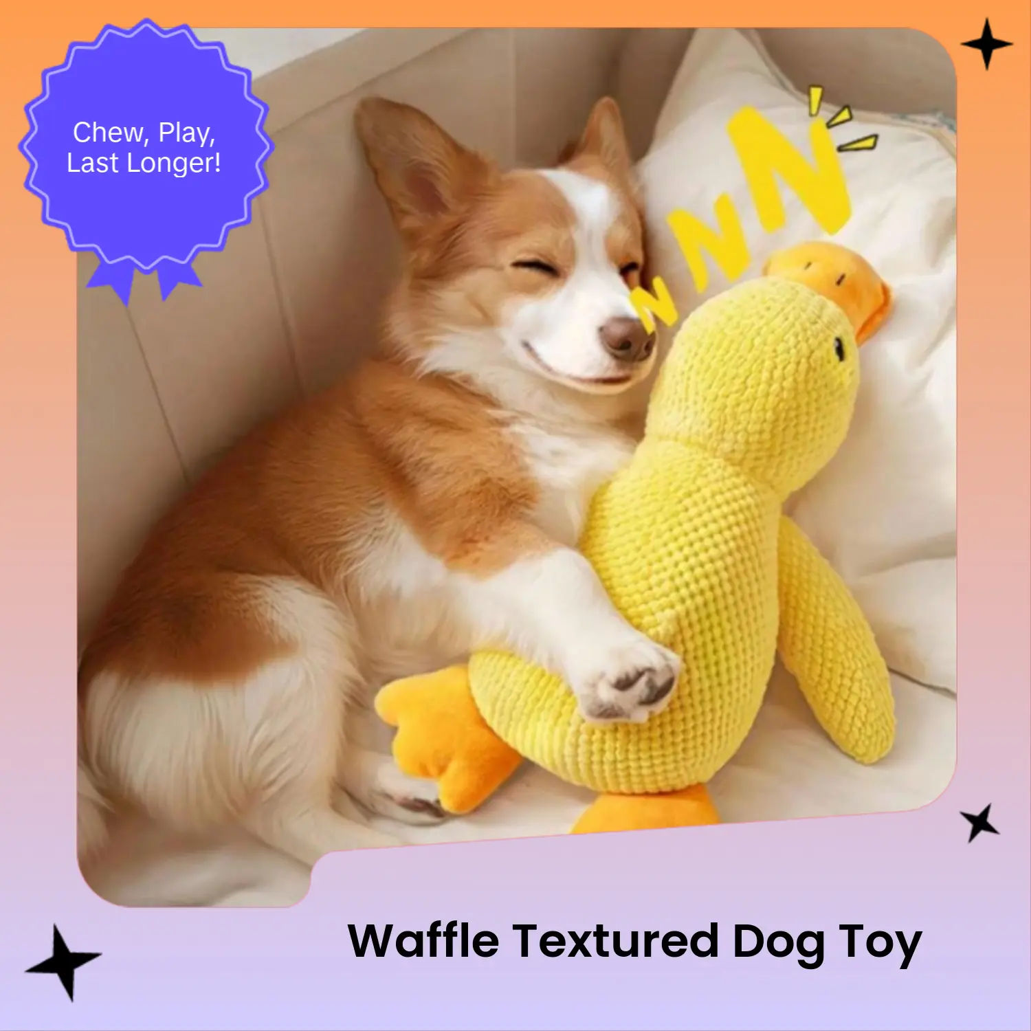 Waffle Fabric Squeaky Plush Dog Toy - Bite-Resistant Chew Accessory with Built-In Squeaker, Interactive Long-Lasting Item for Puppies & Dogs