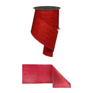 4" x 10yd Foil Leaf Garland/Fused in Red