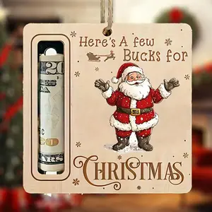 Christmas Themed Money Holder, 1 Count Wooden Money Holder Hanging Ornament, Holiday Decor, Home Decor, Perfect Gift for Loved Ones
