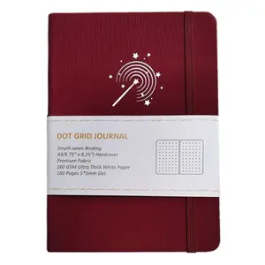 A5 Garnet Red Linen Dot Grid Journal (In Gift Box).