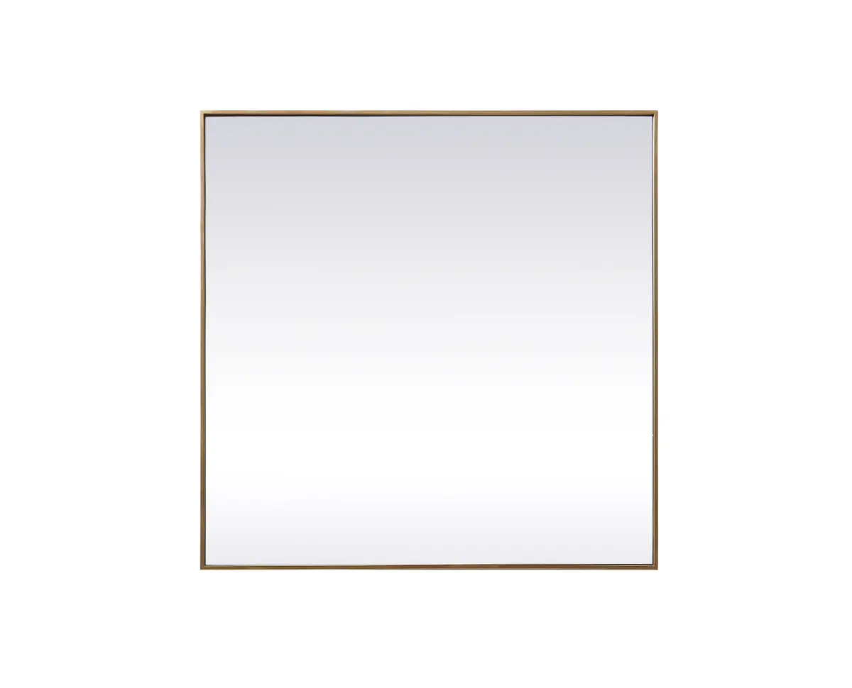 42 in. Metal Frame Square Mirror, Brass