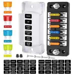 Nilight 6 Way Fuse Block with Negative Bus 12V Blade Fuse Holder ATC/ATO Standard Fuse Box Label Stickers Waterproof Cover Fuse Panel for Automotive Cars Trucks RVs Campers Vans, 2 Years Warranty