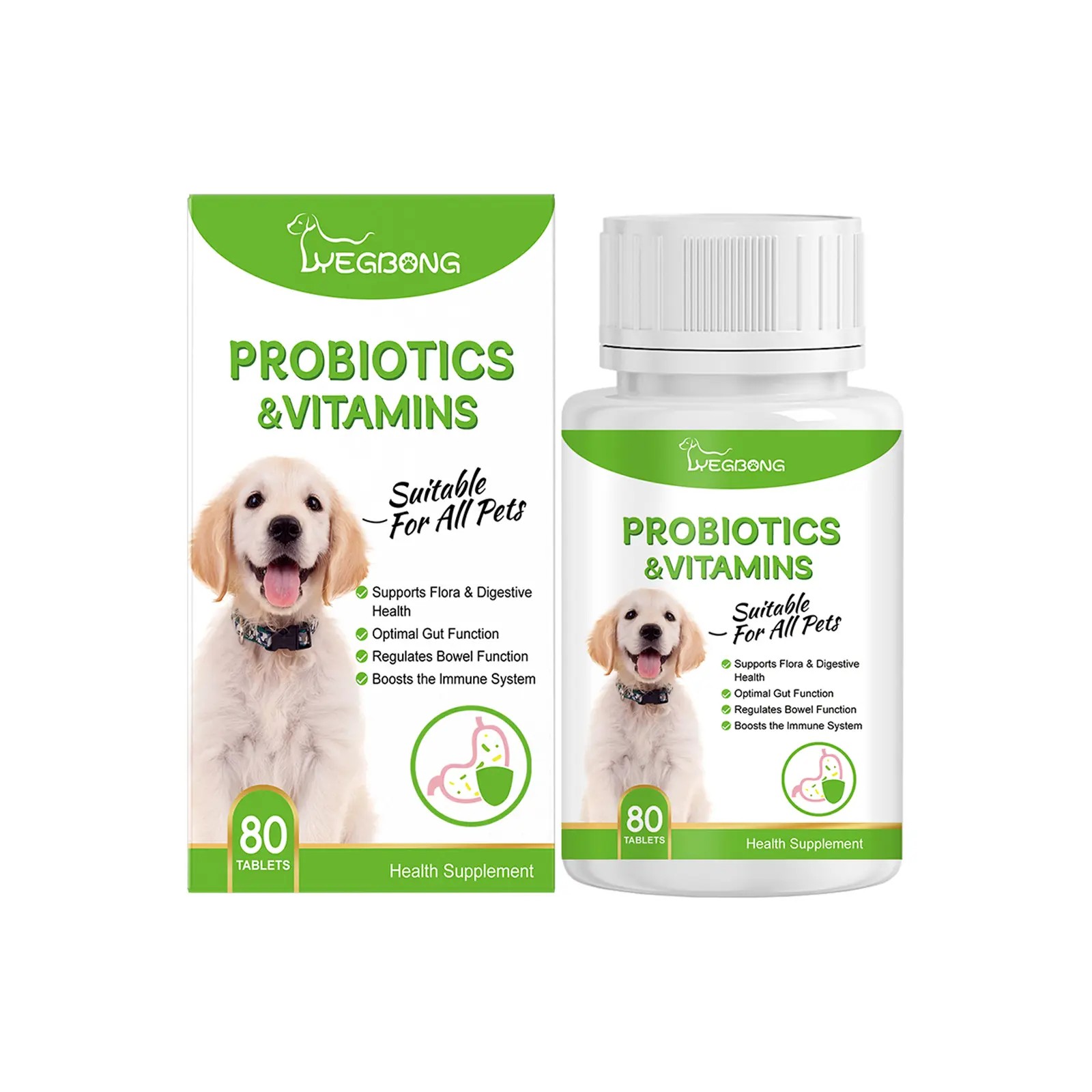 Yegbong Pet Probiotic Tablets - Bottled 10kg Dog & Cat Health Supplement, Digestion Aid, Gut Flora Support, Nutritional Absorption Enhancer, Flavorful Feed That Improves Immunity & Strengthens Resistance