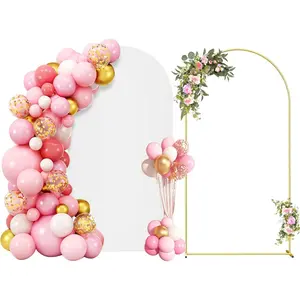 7.2FT Metal Arch Backdrop Stand and Cover Set,  Wedding Backdrop Arch Stand with Cover, Balloon Arch Stand with White Arch Cover for Birthday Party  Shower Graduation Ceremony Decorations