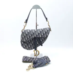 Pre-owned Dior Canvas Shoulder Bags Blue Saddle Bag T10378596