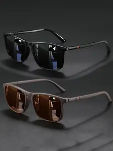 Men's Polarized Sunglasses, Uv400 Protection, Sun Protective Eyewear, Vintage Square Frame, Driving/fishing/sports, Sporty Sunglasses, Anti-Glare, Durable Tr90 Material, Sunglasses For Sports