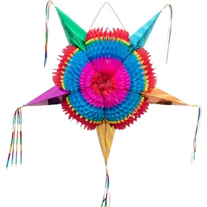 Authentic Handmade Foldable X-Large 36 Inch Mexican Star Pinata for Birthday Party Fiesta Cinco de Mayo