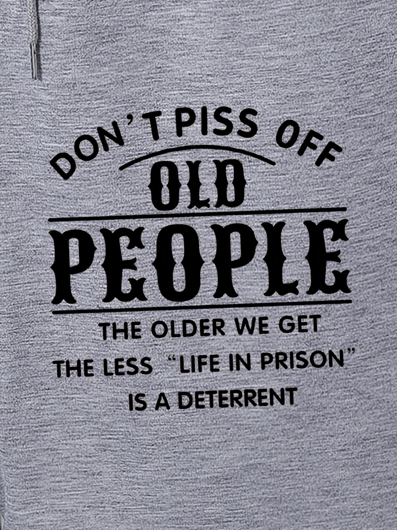 Men'S Plus Size Athletic Shorts - Navy Blue with Bold "DON'T PISS OFF THE OLD PEOPLE" Print - Elastic Drawstring Waist - Stretchy Gym, Casual & Everyday Shorts - Funny Saying Apparel for Men, Gym Shorts, Comfortable Fit, PLUS SIZE