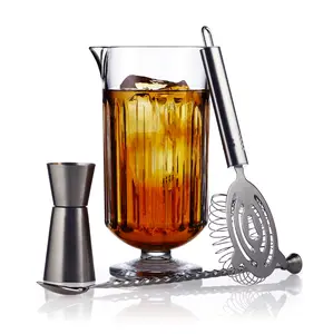 Libbey Flashback Cocktail Bar Set - 4 Piece Cocktail Mixing Glass Set with Stirring Glass and More - Mixology Bartender Kit for Drink Connoisseurs