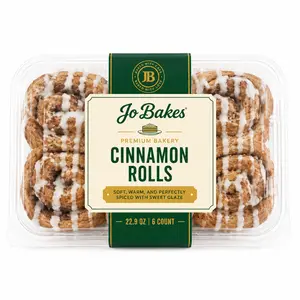 JO BAKES Fresh Cinnamon Rolls - Soft, Gooey, Bakery-Style Snack Pastries, 6-Count (24oz)