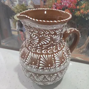 Talavera Brown with White Traditional Pitcher