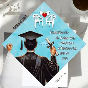 DTMF Bunny Design Quote Grad, Benito Debi Tomar Mas Fotos Grad, Memorial Hat Decor Custom Graduation Cap Topper Decorations