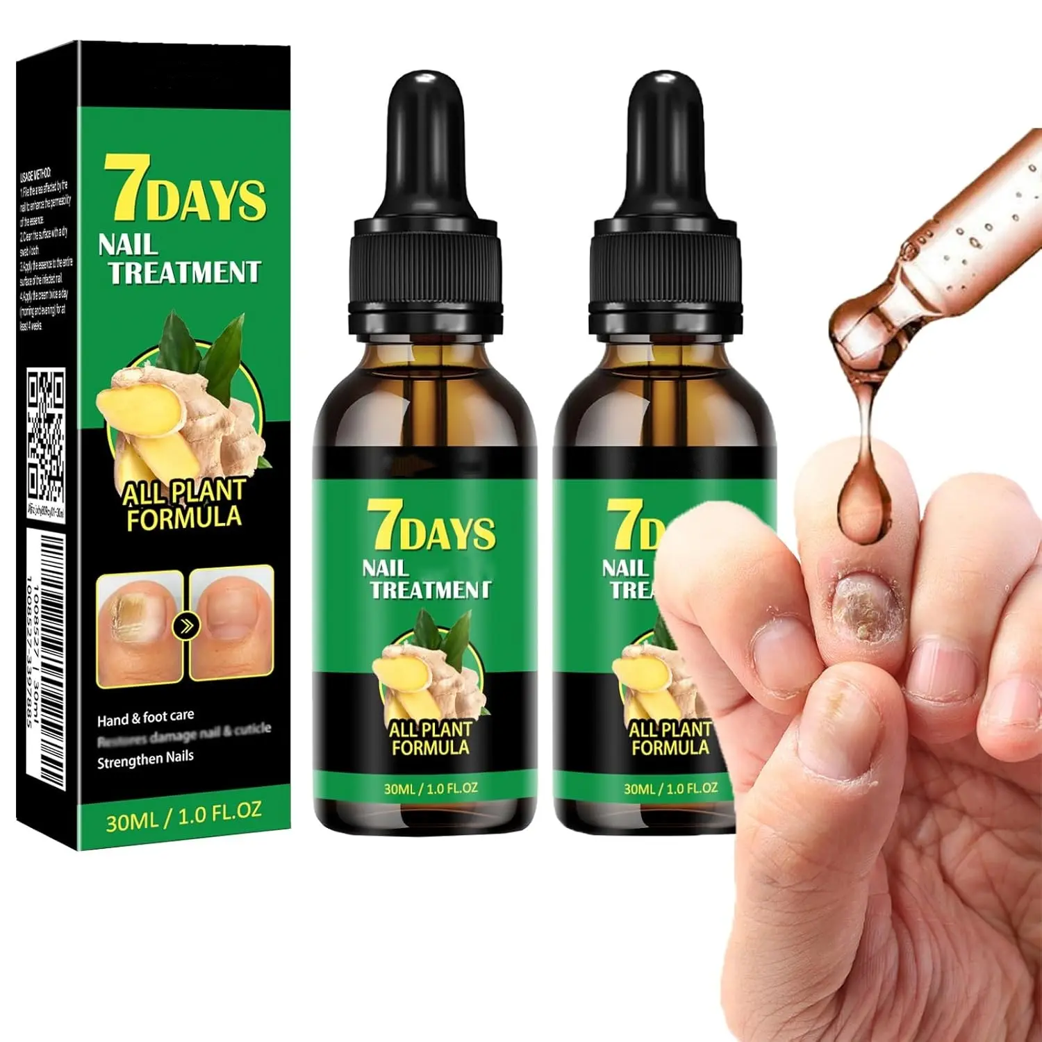 2Pack-Nail Fungus Treatment–Triple-Action Repair for Brittle,,Multi-Purpose Nail Repair,Fast-Acting,Thick&Discolored Nails–Ginger&Acid Formula,Fast-Acting,Nail&Foot Support for Clearer,7 Days Fast Acting Nail Fungus Treatment&Nail Growth Oil,Daily Use