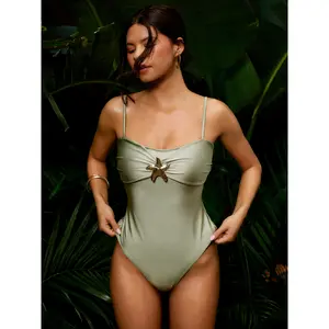 Cider Sweetheart Neck Starfish Metal Detail One Piece Swimsuit