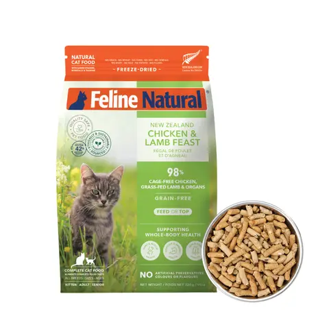 Feline Natural Freeze-Dried Cat Food 11oz | Grain-Free | High Protein | Multiple Recipes