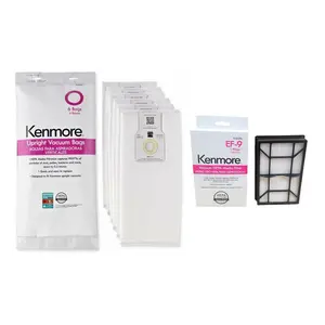Ultra Care 6+1 PK OEM Replacement for Kenmore O/U HEPA Bags 53294 + 1 Sears Kenmore EF-9 Filter 53296. Kenmore Elite 31150 Bag and Filter Supply Kit.