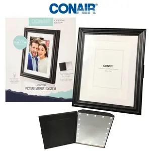 Conair Crystal Clear Lighted Makeup Mirror & 5x7 Photo Frame - LED, 3 Brightness Settings, USB or Battery Powered, Modern Design