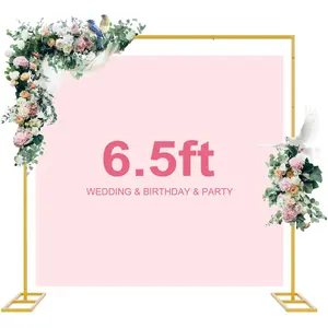 Square Arch Backdrop Stand with Base, Available in 6.5FT and 8FT, Metal Frame for Weddings, Birthdays, Graduations, and Party Decorations