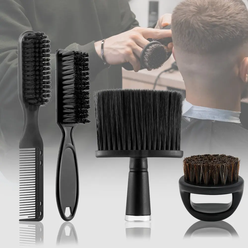 Men's Grooming Set: 4-Piece Hair & Beard Care Brushes, Hair Styling, Durable Nylon Bristles, Salon Quality Barber Tools, Cost-Effective Choice, Beard Care Kit