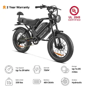 HAPPYRUN G70 Electric-bike UL 2849 Certified Electric Bicycle, 750W Peak Motor, 48V 26Ah Battery, Up to 85+ Miles Range, 20MPH Top Speed,  Fat Tire Ebike, Commuter Electric Bicycle for City Riding