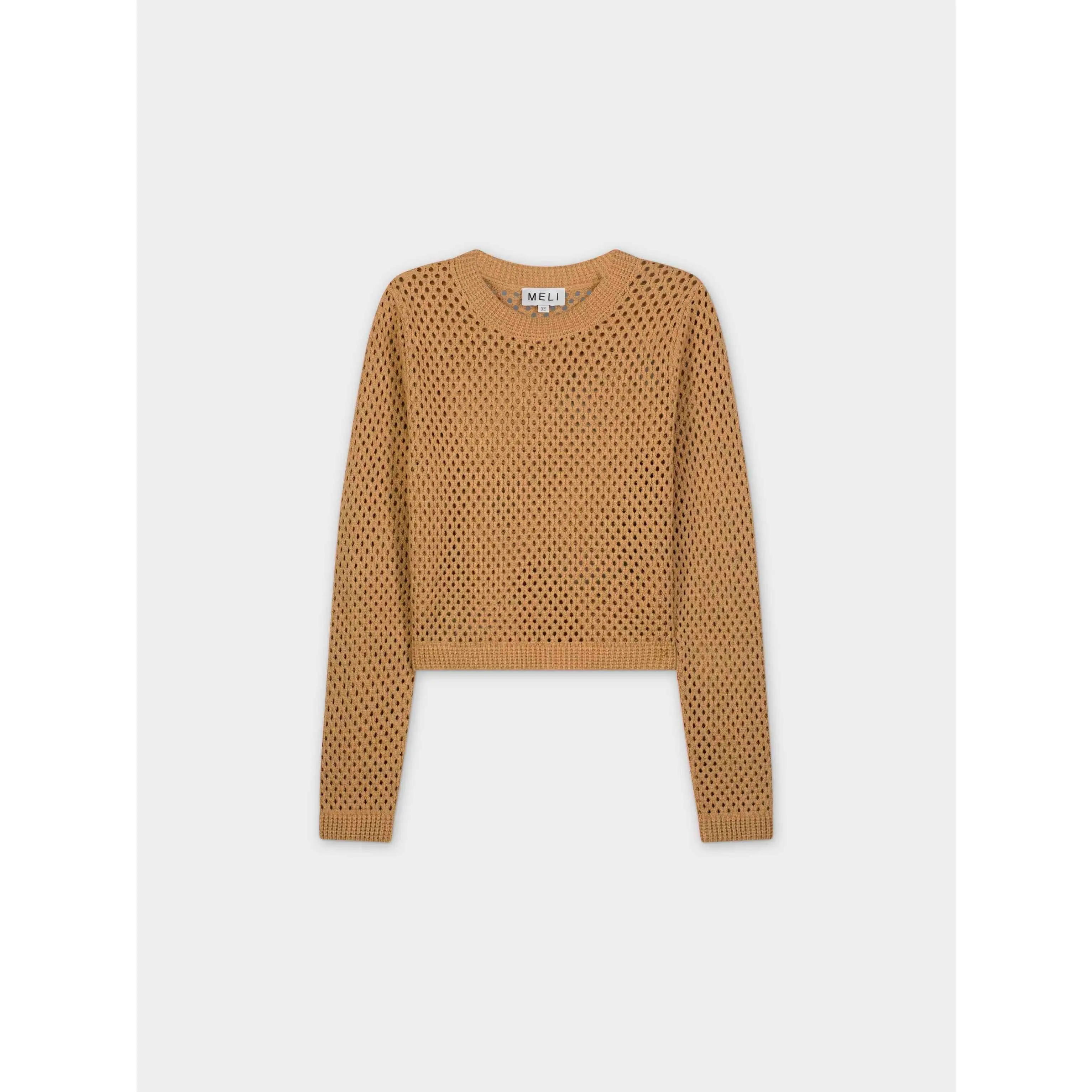 CROCHET SWEATER-TAUPE
