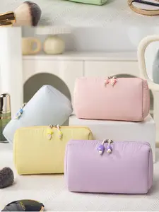 Macaron Color Makeup Bag, Portable Organizer Pouch, Travel Cosmetic Bags, Handheld Cosmetic Pouch, Inner Pocket Design, Ideal for Daily Use & Shopping, Coin Purse Included, Makeup Organizer Pouches, Travel Beauty Bag, Travel Accessory