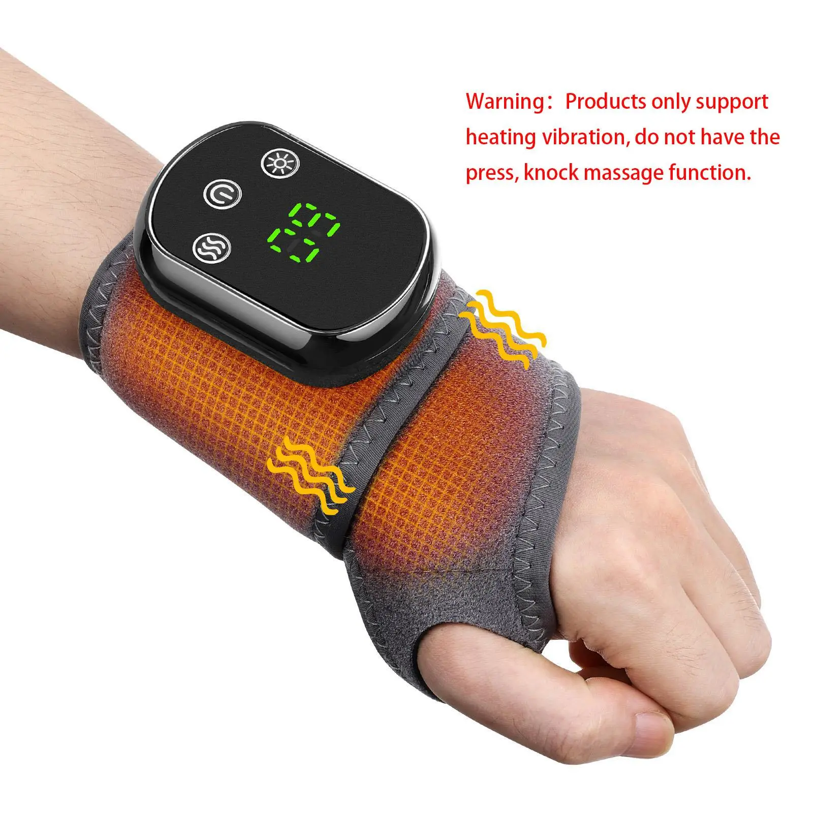 Rechargeable Heated Wrist Wrap for Heat Relief, Vibrating Massager with 5 Temperature Settings and 3 Modes for Carpal Tunnel, Fits Left/Right Hand, Carpal Tunnel Relief, Cramp Relief