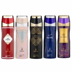 Risala Perfumes Body Spray Bundle Set 200 ml - 5 Scents Including Sharaf Al Azeem Hope & An Island - Perfect for Daily Use or Gifting (Pack of 5)