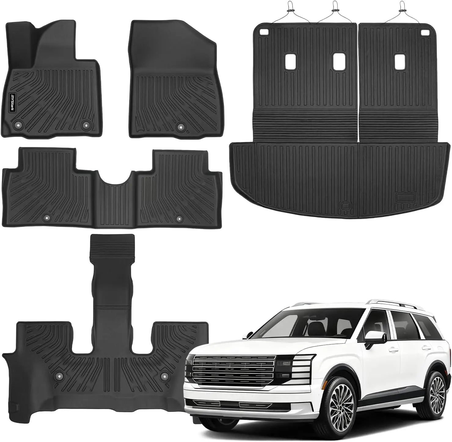 Compatible with Hyundai Palisade 2026 (Only Gas)(7/8 Seats) Floor Mats & Cargo Liner,All Weather Protection,Anti-Slip TPE Floor Mats & Trunk Mat for Hyundai Palisade Accessories