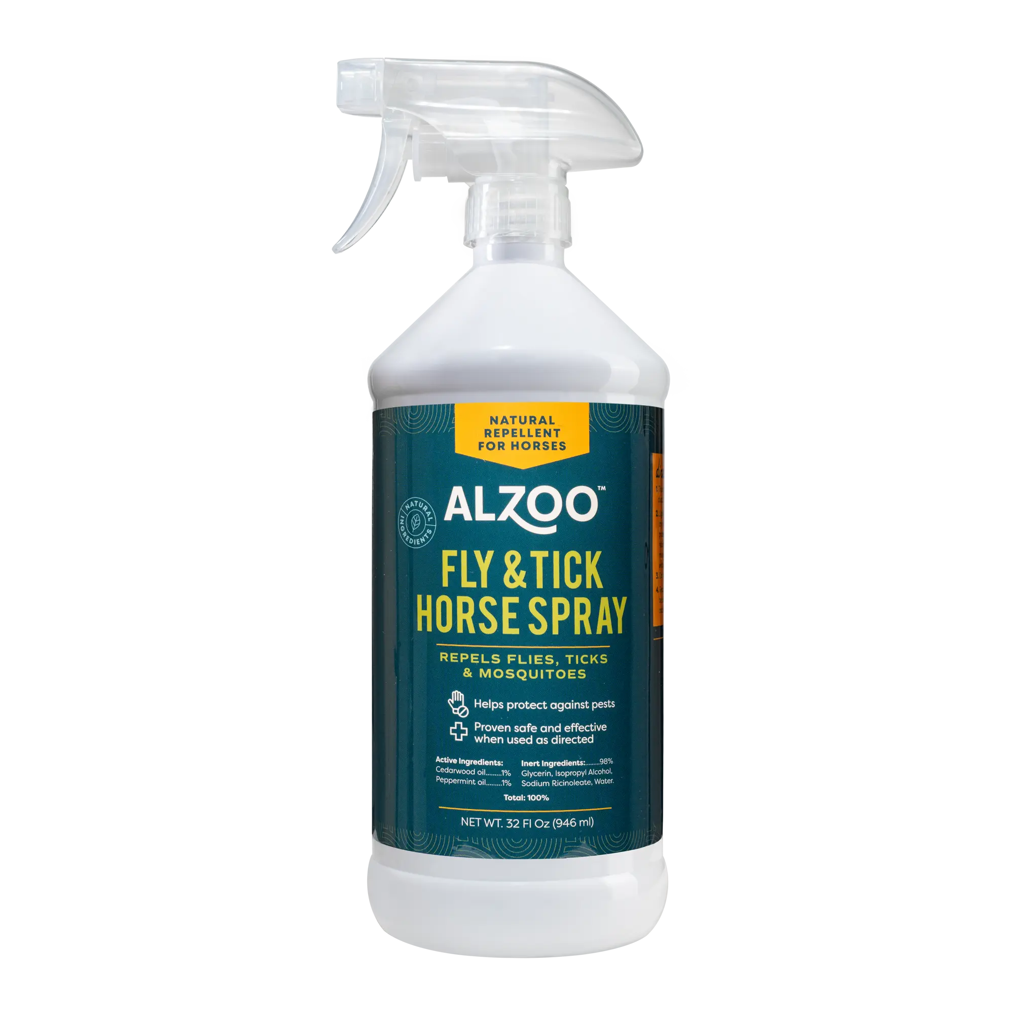 Natural Fly and Tick Horse Spray, Helps Repel Mosquitoes, Horseflies & Ticks, Plant-Based Active Ingredients, 32 Fl. Oz. Spray Bottle