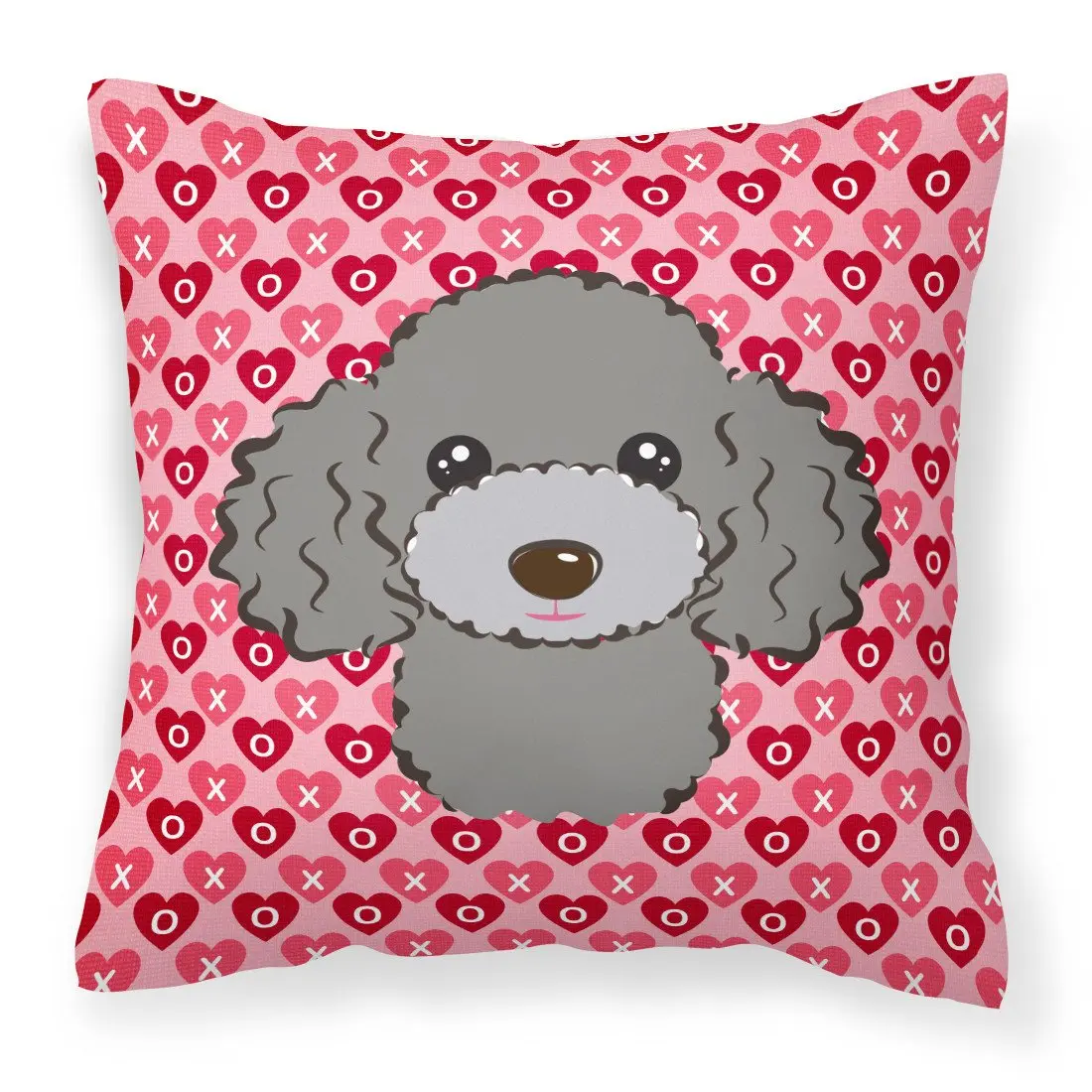 Silver Gray Poodle Print Decorative Throw Pillow - 18x18 in, Full-Color Handcrafted in the US, Machine Washable Waterproof Cushion with Insert for Sofa, Bed, Indoor Outdoor Use