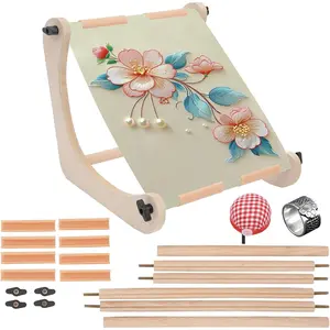 Adjustable Embroidery Table Stand with 2 Sizes Rods (13.9" & 17.3") & Premium Accessories - Lap & Table Top Embroidery Hoop Holder,Cross Stitch Stand for Needlepoint, Sewing with Greater Stability