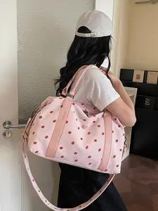 2026 New Sweet Style Fashion Versatile Cute Casual High-End Strawberry Travel Bag, Fashionable Patterned Bag, Large Capacity Lightweight Handheld Sports Gym Bag, Travel Organizer Bag