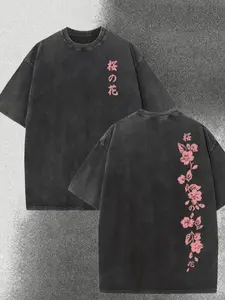 B-Sakura Flower Japanese Graphic T-Shirt | 100% Pure Cotton Unisex Tee | Premium Soft Streetwear Top | Durable Breathable High-Quality Casual Wear | Pink Cherry Blossom Floral Design | Trendy Oversized Aesthetic Shirt | Classic Fit