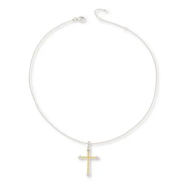 Colleen Lopez Sapphire and Diamond Cross Pendant with Chain